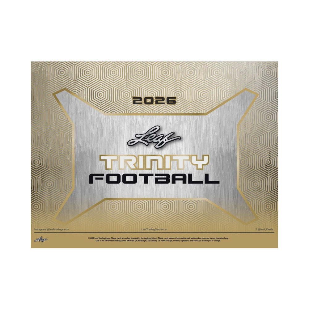 2026 Leaf Trinity Football Hobby Box, 7 Premium Autograph Cards Per Box, Base Steel Clear Autos, Rookie Auto Memorabilia, Jeremiah Smith Chase, Football Trading Card Collectible (PRE-ORDER)