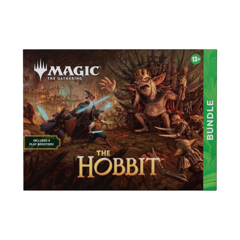 Magic: The Gathering The Hobbit Bundle with Play Boosters, Foil Cards, Full-Art Lands, Spindown Life Counter & Storage Box | Collectible Trading Card Game TCG