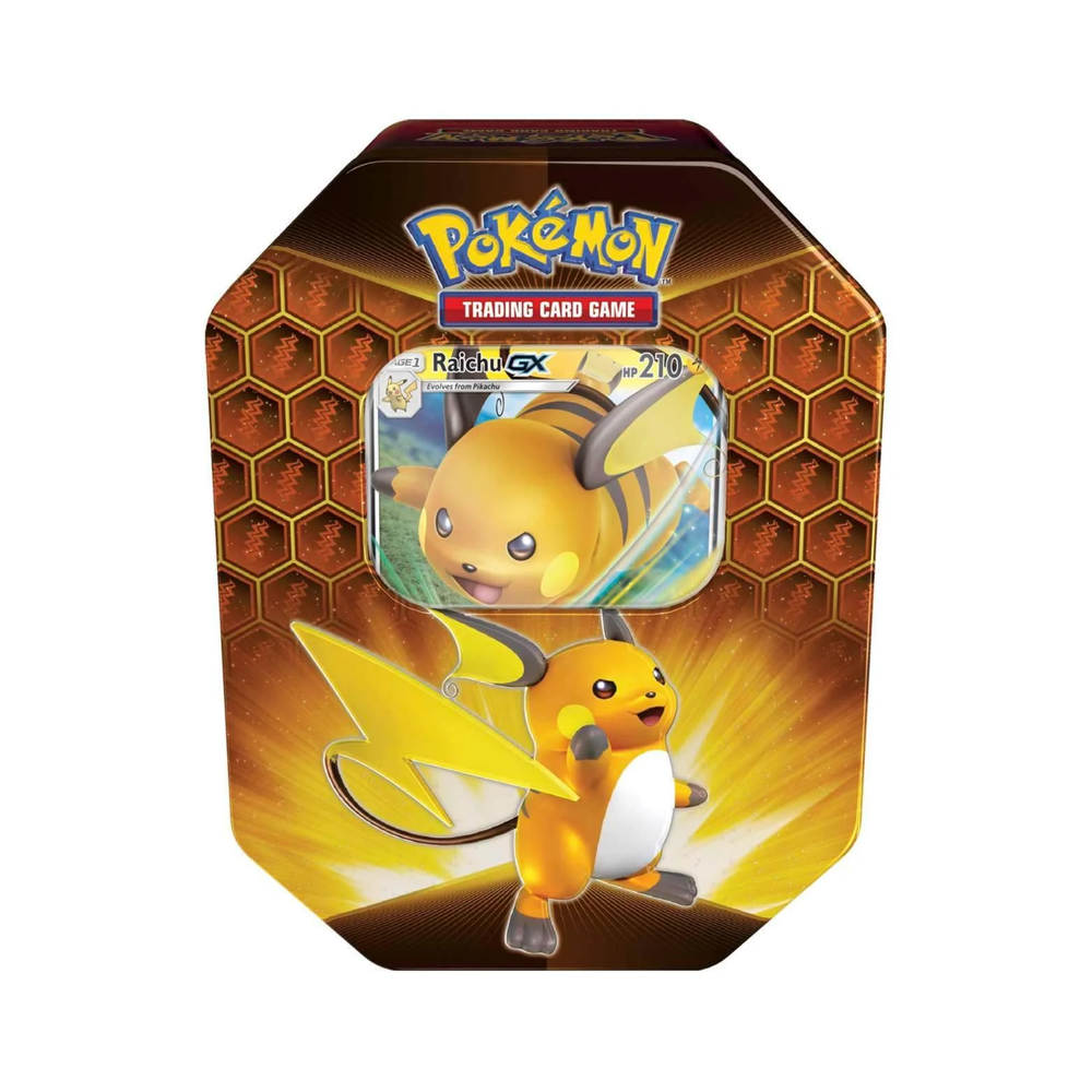 Pokemon TCG Hidden Fates Raichu Tin Trading Cards Collectible Card Game Set