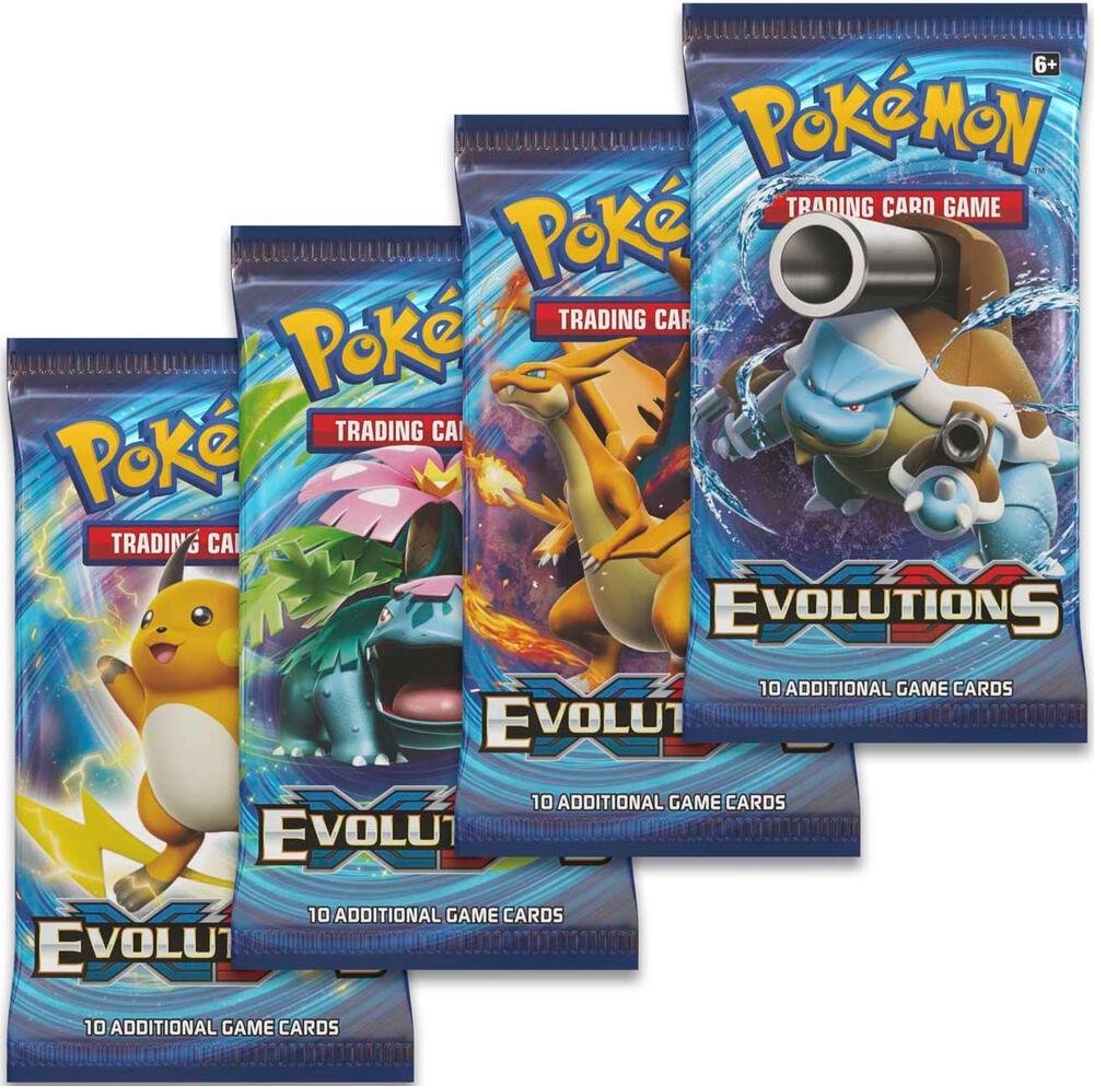Pokémon TCG XY Evolutions Booster Pack Art Bundle – 4 Packs | Real Pokémon Cards for Trading, Collecting & Card Games | Pokémon Cards Packs for Pokémon Deck & Binder Collection