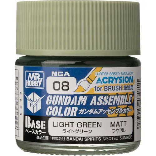 Gundam Assemble Color NGA08 Light Green Paint for Gundam Model Kits by Mr. Hobby - Acrylic Paint for Gunpla, Perfect Grade, HG, and Custom Anime Model Kits (PRE-ORDER NOVEMBER)