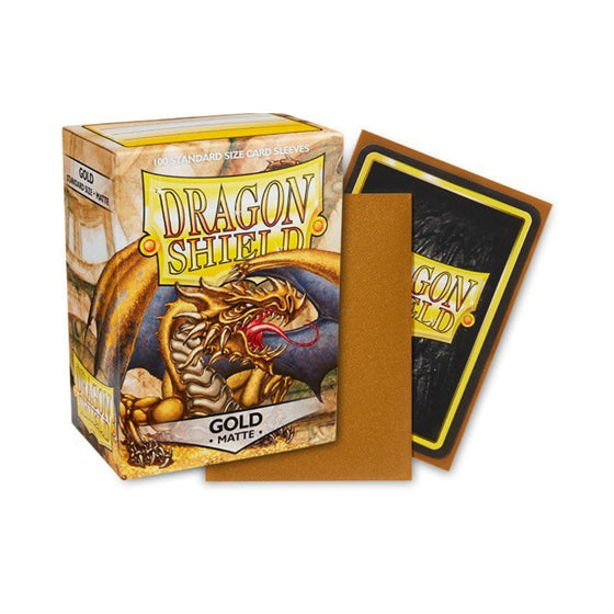 Dragon Shield Standard Matte Card Sleeves Gold 100 Count, Textured Trading Card Protector Sleeves for MTG, Pokémon, Lorcana, Flesh and Blood, Standard Size 63 x 88 mm