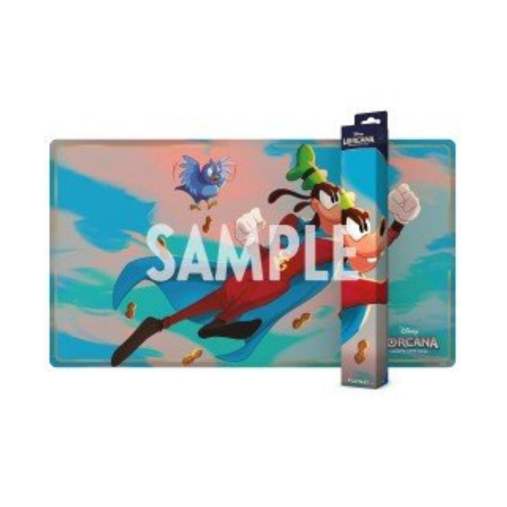 Lorcana TCG Wilds Unknown Playmat – Goofy, 23 x 13.5-inch Card Game Mat for Protection, Smooth Gameplay & Stunning Dragon Fire & Ariel – Sonic Warrior Designs