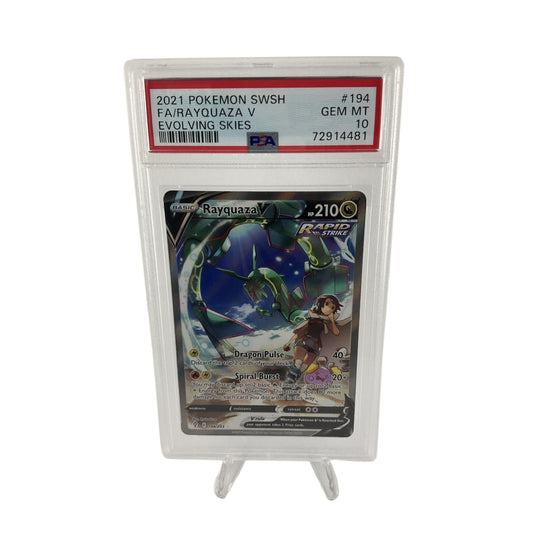 2021 POKEMON SWORD & SHIELD EVOLVING SKIES #194 FULL ART RAYQUAZA V PSA 10
