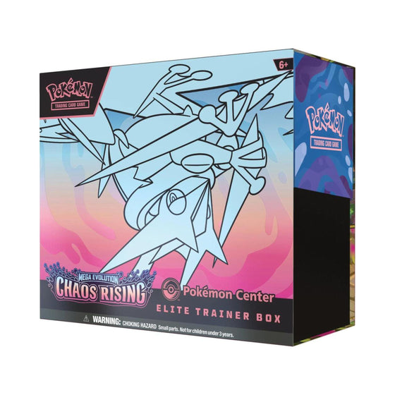 Pokémon TCG Chaos Rising Pokémon Center Elite Trainer Box ME04 – Chaos Rising Expansion, ETB with Booster Packs, Card Sleeves, Dice & Collectible Pokémon Cards