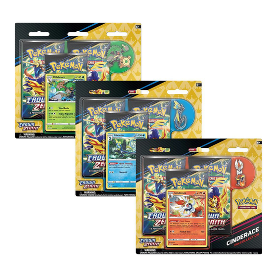Pokemon Trading Card Game Crown Zenith Pin Collection 3 Booster Packs