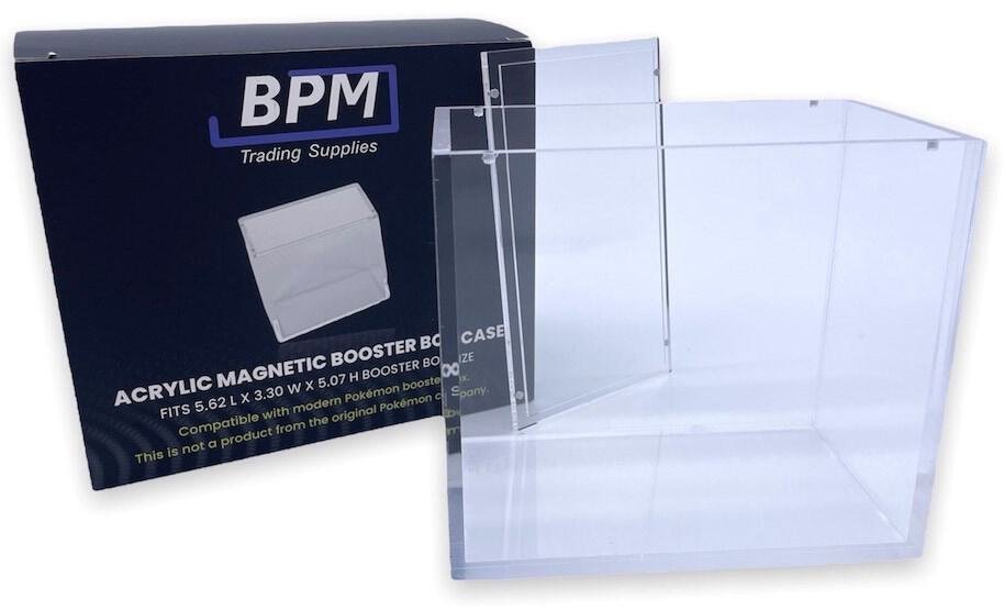 BPM Trading Supplies Acrylic Magnetic Display Case for Pokémon Booster Box – Clear Protective Card Collection Holder