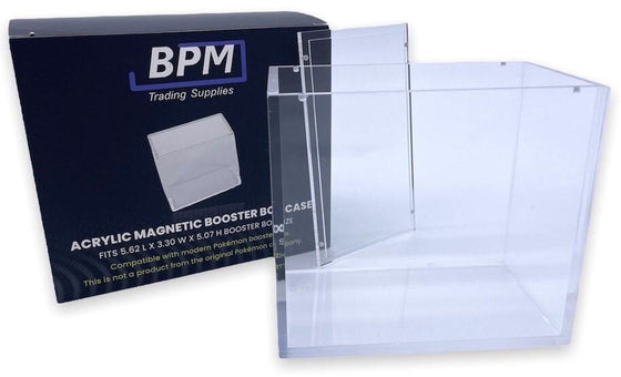 BPM Trading Supplies Acrylic Magnetic Display Case for Pokémon Booster Box – Clear Protective Card Collection Holder