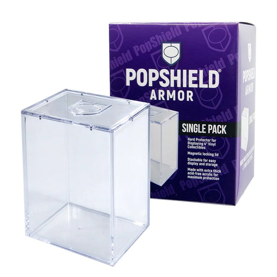 PopShield Armor Hard Protector for 4" Vinyl Collectibles - Magnetic Locking Lid - Stackable and Extra Thick Acrylic - Single Pack