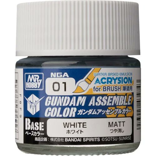 Gundam Assemble Color NGA01 White Paint - Premium Acrylic for Gundam Model Kits, HG & Perfect Grade, Bandai Figures, Anime Model Kits, Detailing & Customization (PRE-ORDER NOVEMBER)